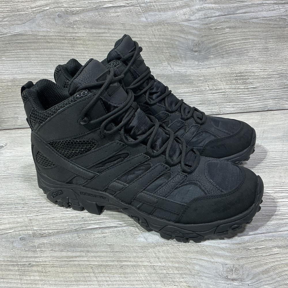 Men's Merrell J15853 Moab 2 Mid Tactical Waterproof Black Work Boots Size 13 M